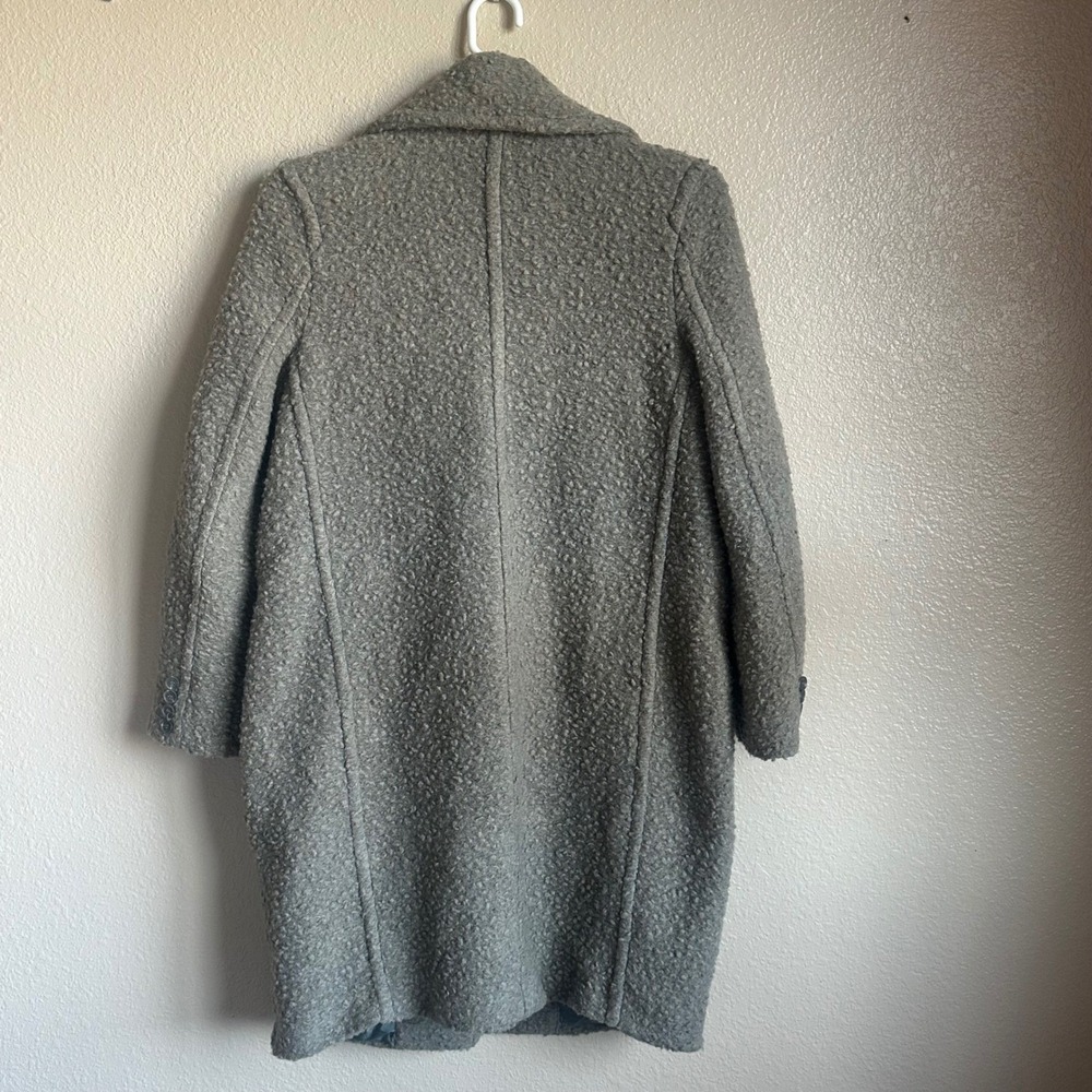 Eckhaus Latta Cocoon Coat Grey Boucle Wool Blend Notched Lapel Mid‎ Length - Picture 2 of 12